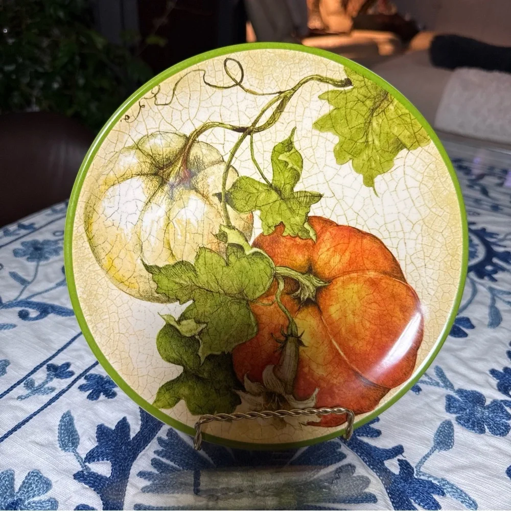 Pier 1 Harvest Garden Salad Plate Excellent Condition Fall Pumpkin Patch Fall 9”